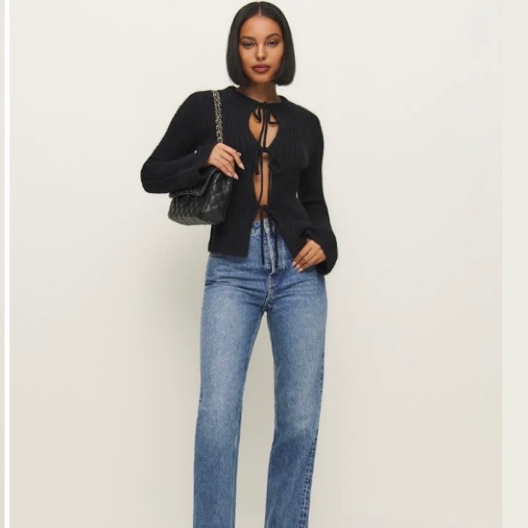 🌿|NWT| Reformation Rebecca Cashmere Alpaca Tie Front Cardigan - Picture 4 of 10